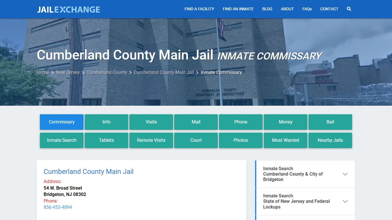 Cumberland County Main Jail Inmate Commissary - Jail Exchange