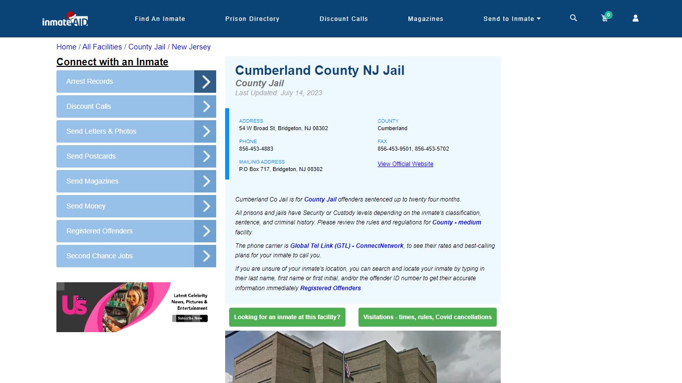 Cumberland County NJ Jail - Inmate Locator - Bridgeton, NJ