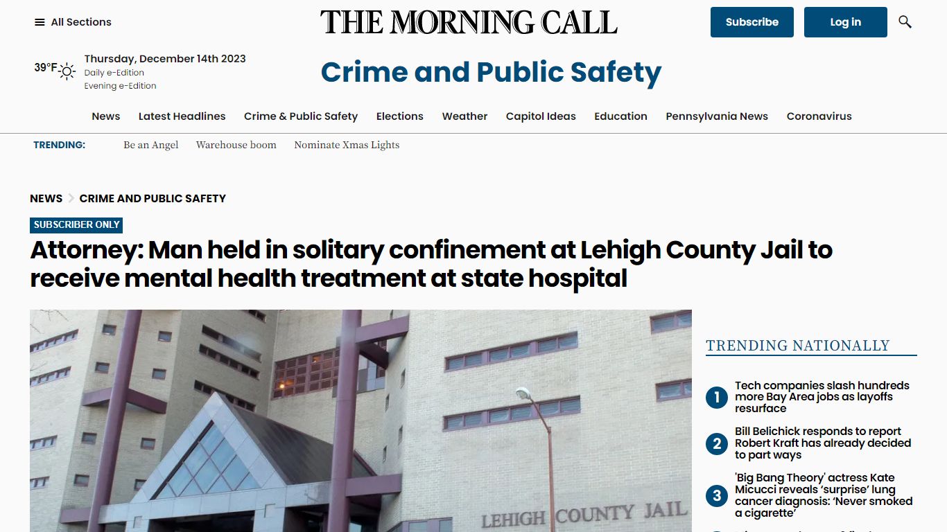 Lehigh County Jail removes inmate from solitary confinement, transfers ...